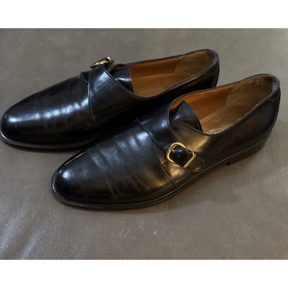 Salvatore Ferragamo Men’s Loafers Monk Strap Dress Shoes 10.5 D Black Italy EUC - Picture 11 of 16